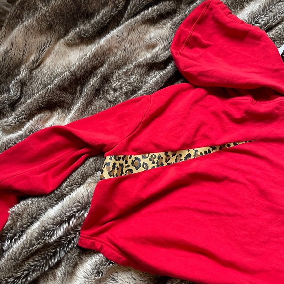 Nike Sz M Leopard Check Crop Hoodie - Picture 3 of 3